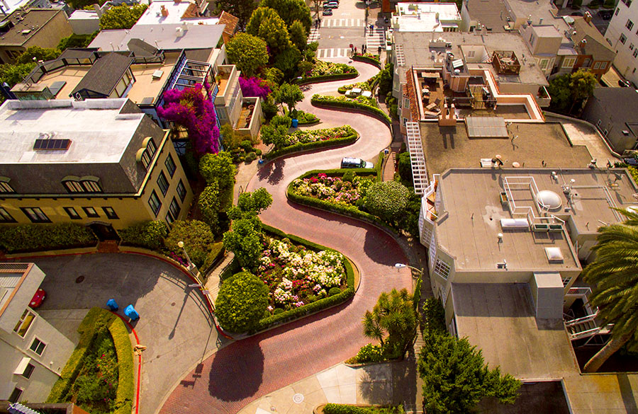 Vista aérea da Lombard Street - São Francisco