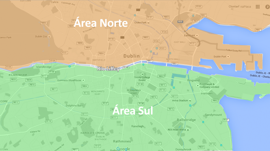 Mapa de Dublin - Norte e Sul