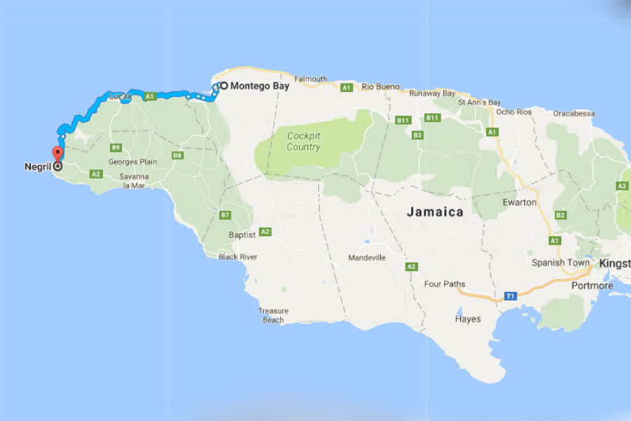 mapa da Jamaica